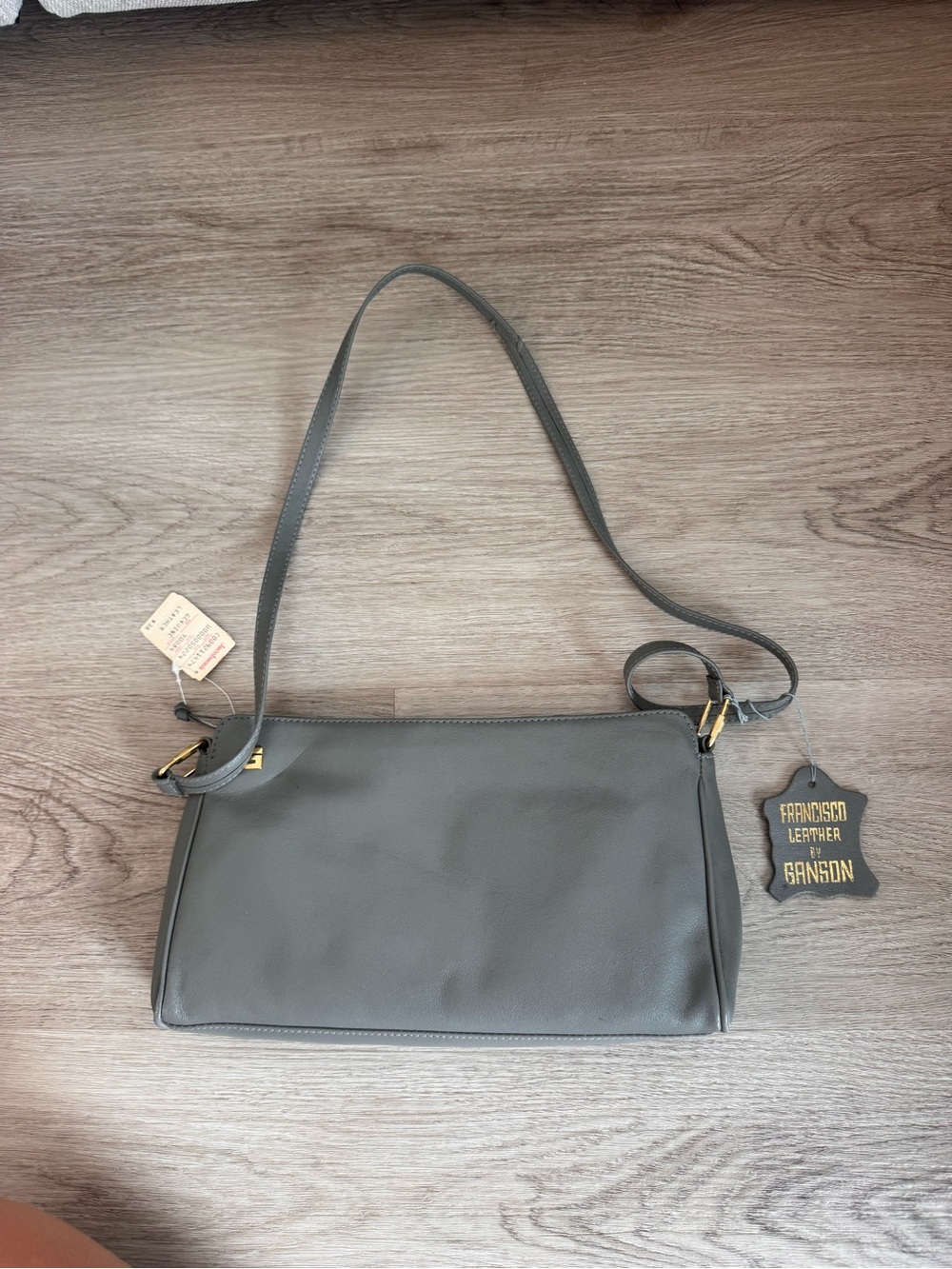 Ganson San Francisco Leather Gray Shoulder Bag